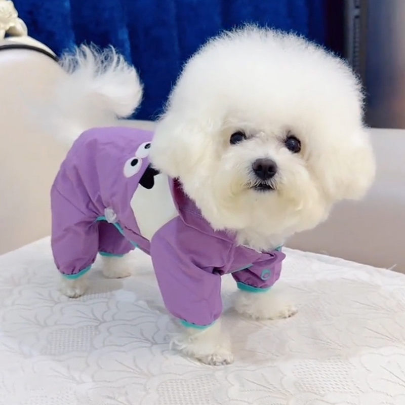 布莱熊狗狗衣服四脚雨衣小型犬雪纳瑞比熊泰迪外出防脏防水冲锋衣