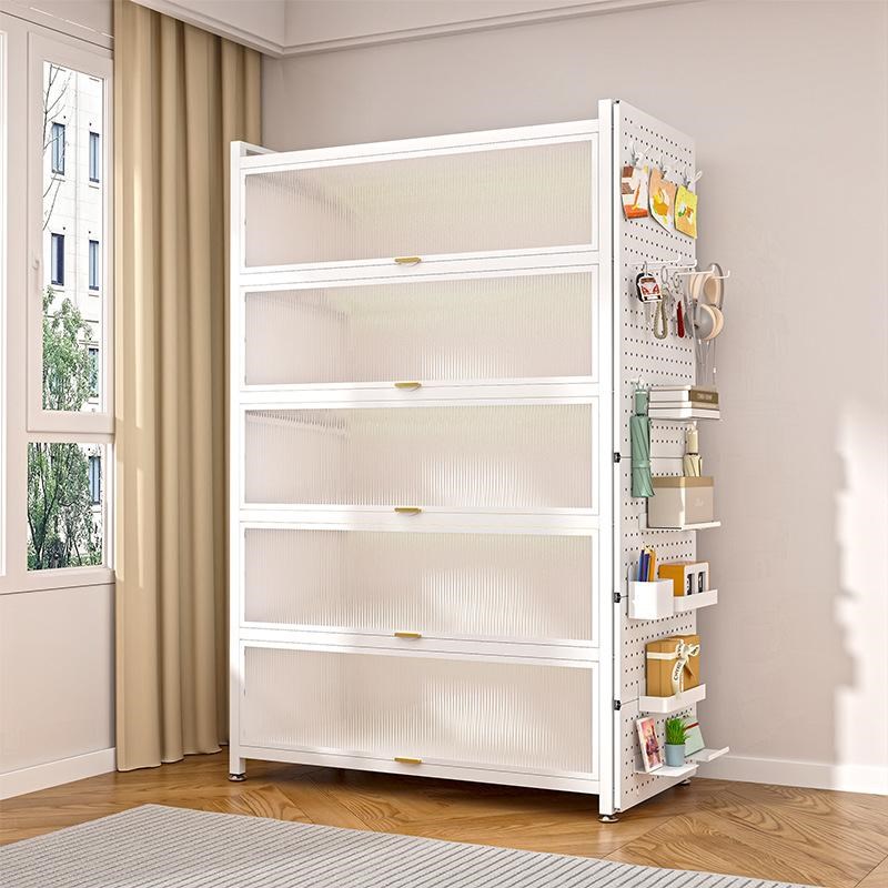 家用书柜带门防尘储物柜儿童多层落地铁艺书架客厅收纳钢制置物架