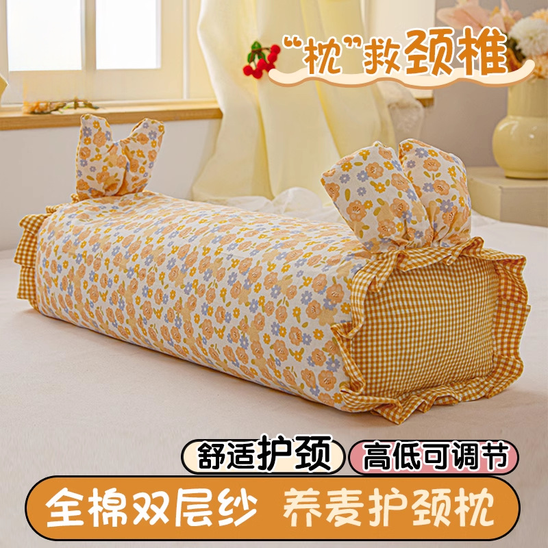 全棉双层纱荞麦枕家用护颈椎助睡眠枕芯儿童宿舍单人一只整头