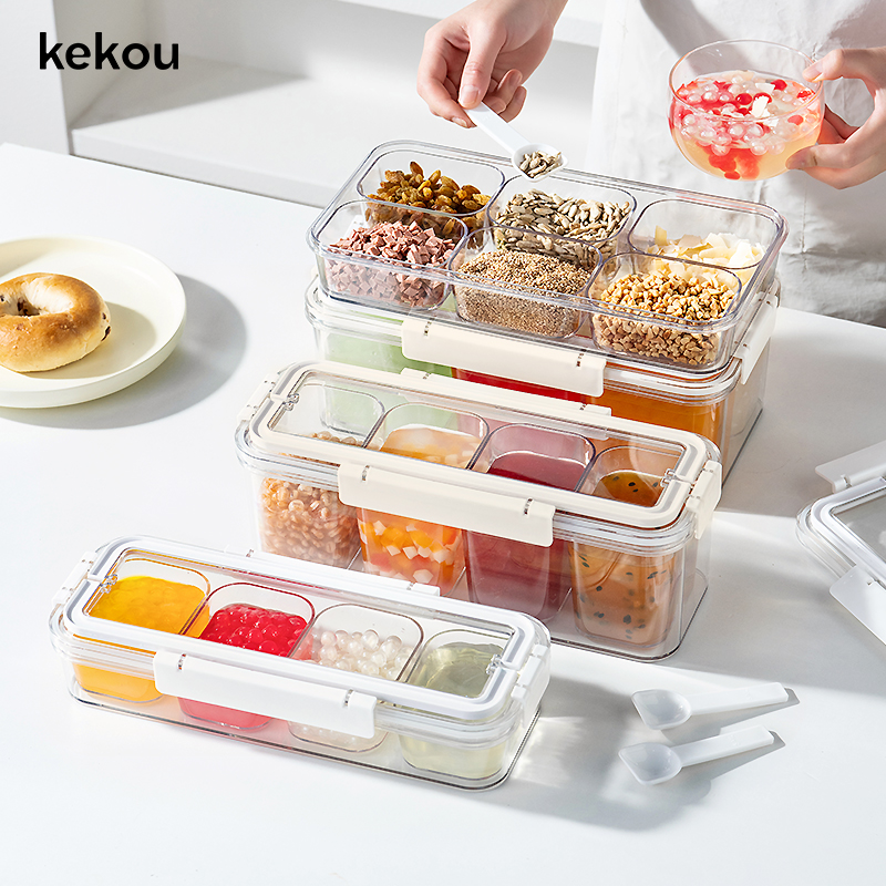 冰粉摆摊工具全套小料盒配料盒子食品级商用水果捞多格调料收纳盒