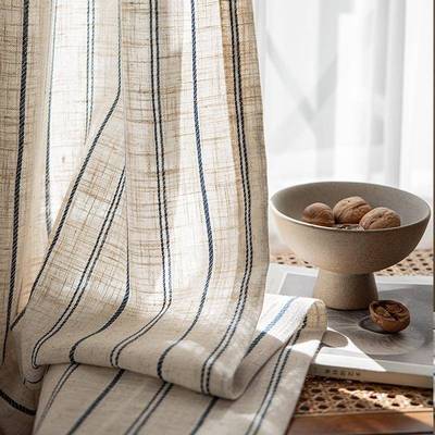 日式棉侘麻窗87332帘纱透光不透人寂风新中禅意窗纱纱帘客厅卧室