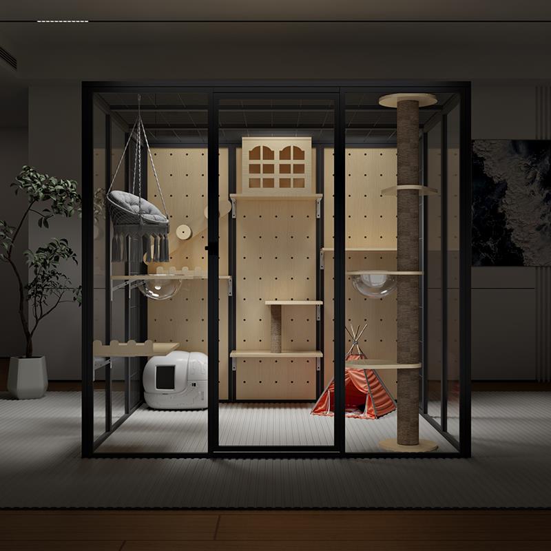 全景猫别墅猫屋家用猫笼子大型室内猫咪别墅猫柜豪华玻璃猫房定制