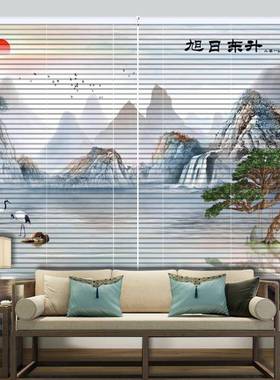 中80009式百叶窗帘卷帘光阳台书房客厅卧室调动智能铝电免打孔拉