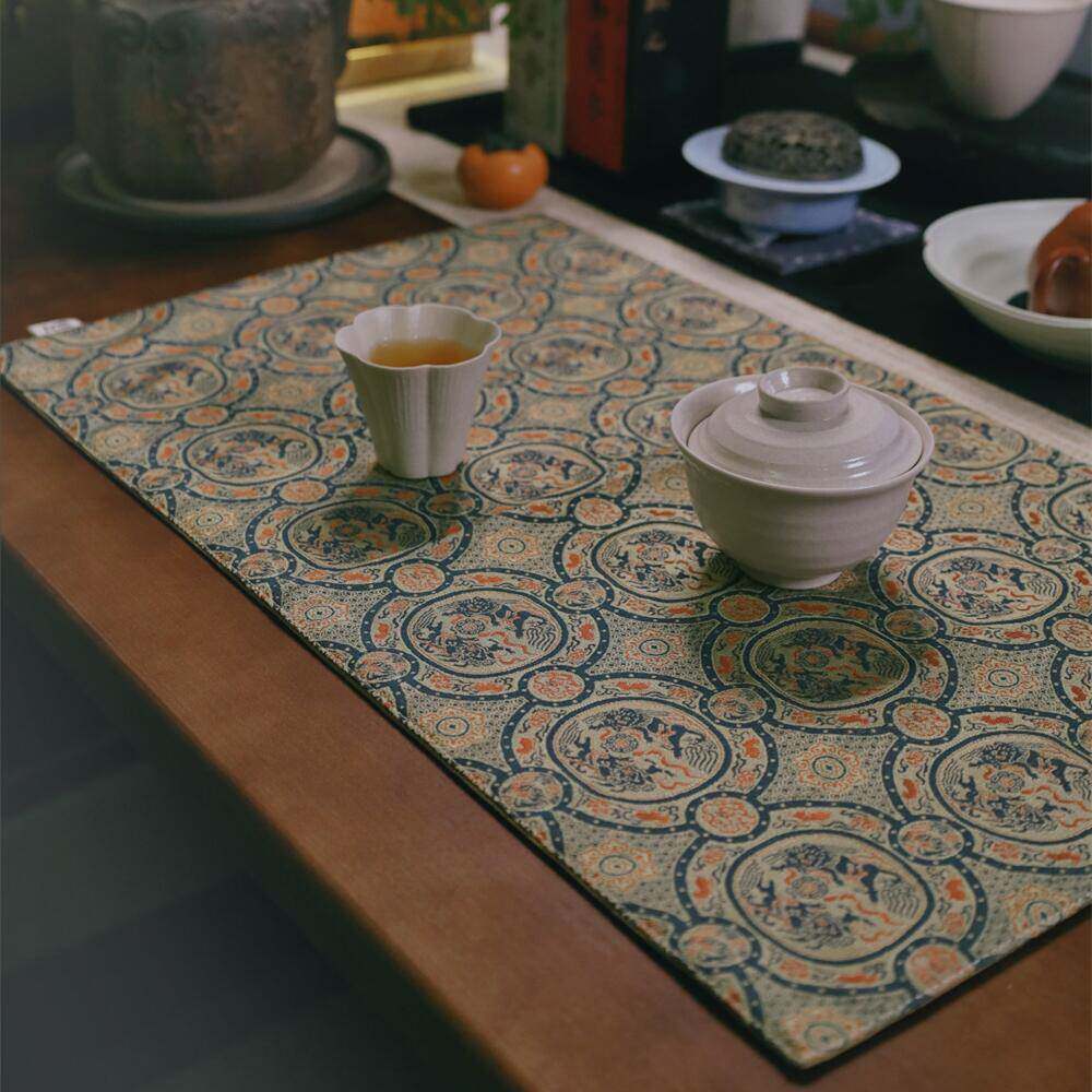 礼品织锦茶席蜀锦茶垫覆古文艺素雅茶道零配桌旗干泡席方茶布桌垫