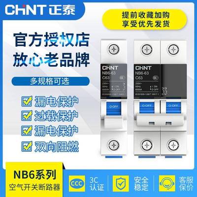 正泰官方官网2P空气开关泰极1P空开升级家用小型断路器NB6