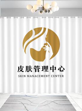 美容院窗35138帘用级高感美容店定制图案loo透光不g透人遮挡隔专