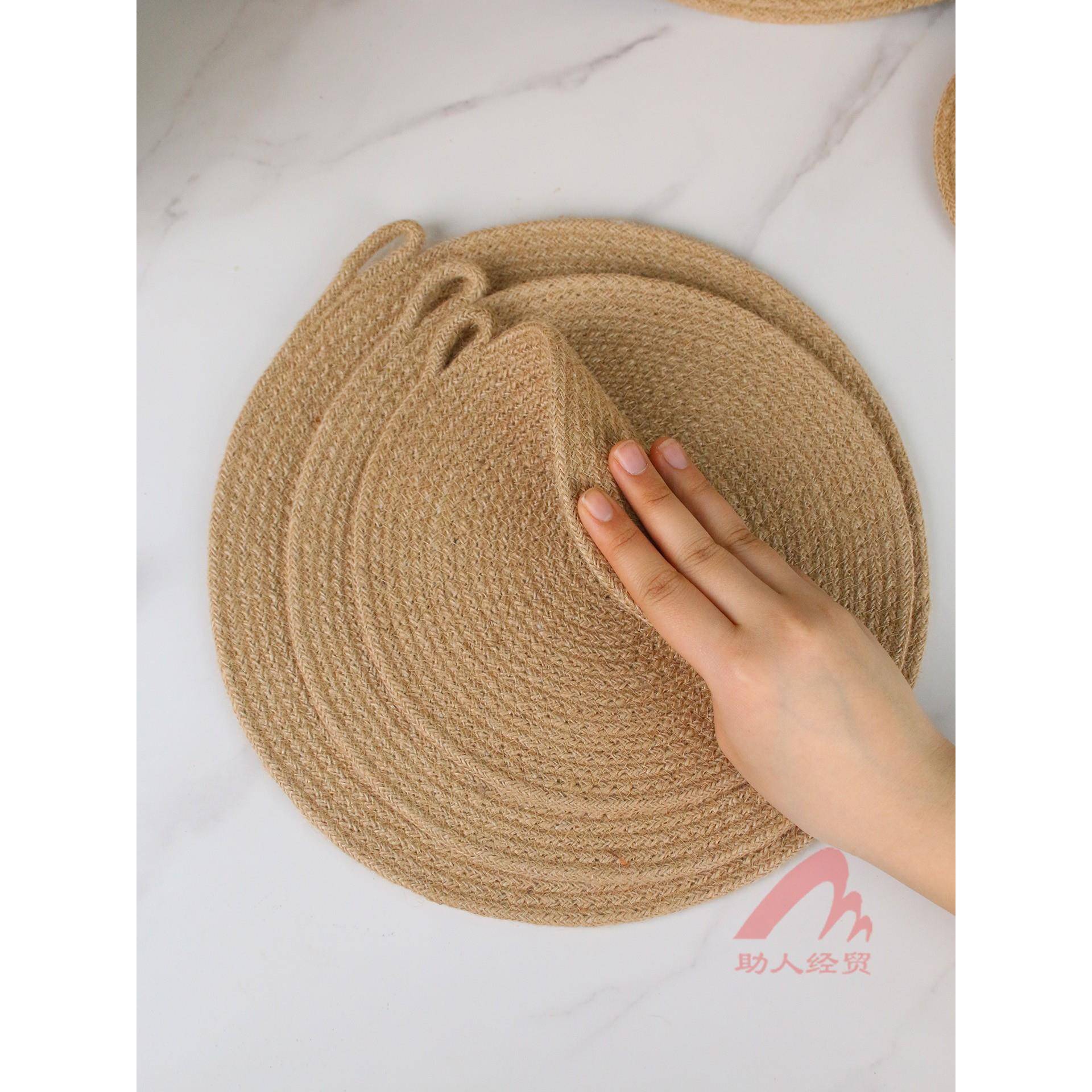 砂锅保温隔热垫圆形挂钩家用餐桌耐高温放锅麻绳垫防烫火锅珐琅锅