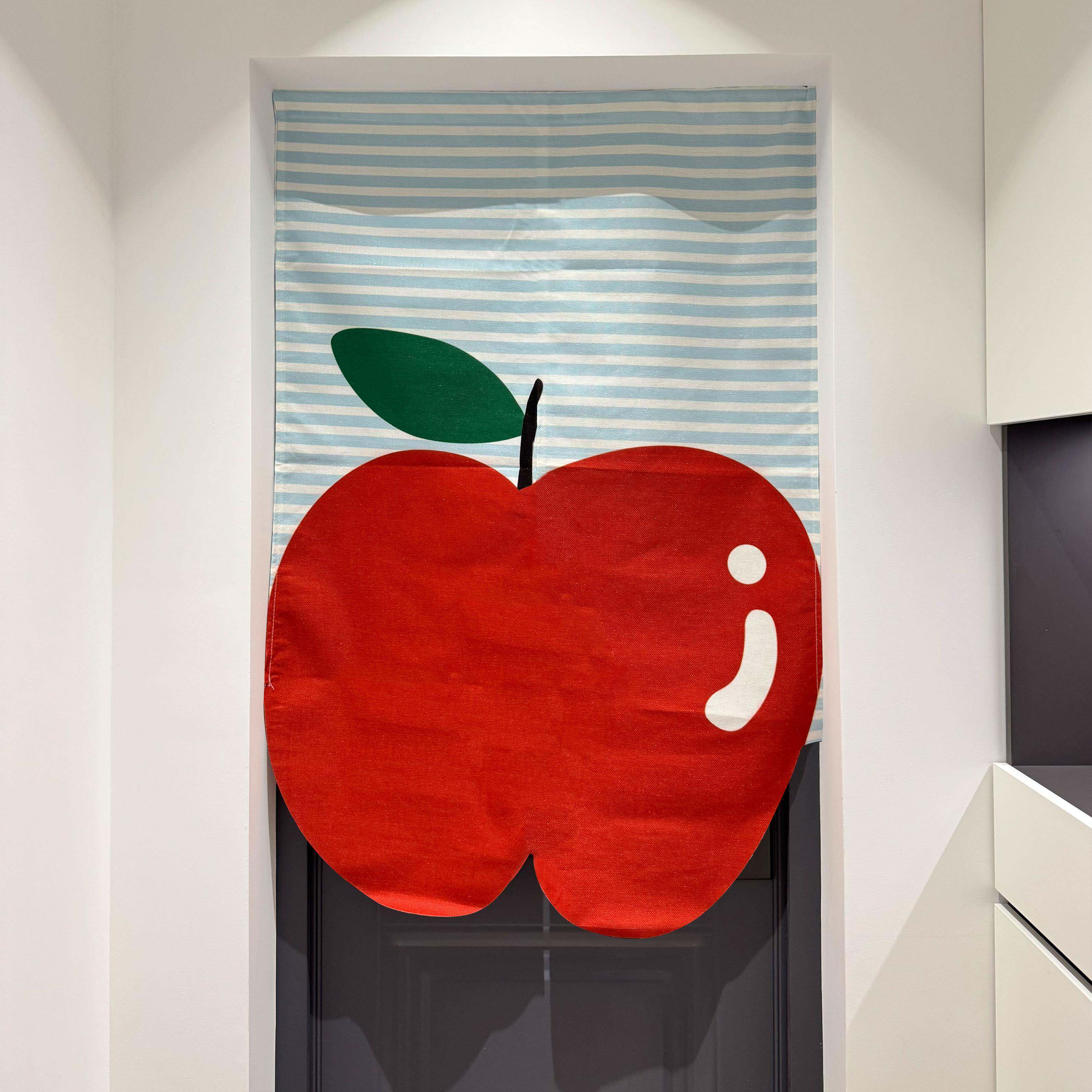 孔水果门帘免打54947卧室门头装饰断窗创挂布帘短意门帘厨房隔多