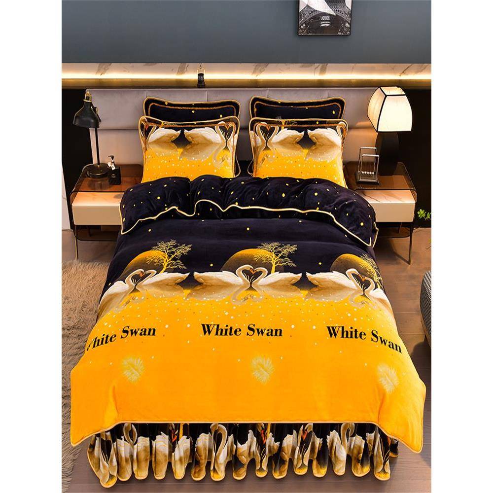 加厚牛奶绒被套单件加绒毛绒珊瑚绒被罩法莱绒双面金貂法兰绒冬季