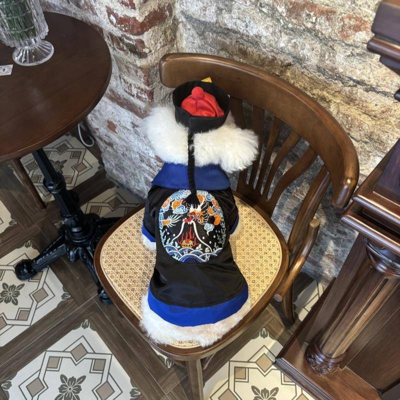 狗狗万圣节猫狗通用清官服泰迪比熊变身狗狗衣服宠物僵尸cos套装