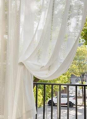 日式白白纱 编织蕾丝帘镂空纱帘 纯17119窗纱提窗简花约半遮光滤