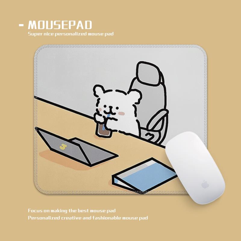 可爱线 线条小狗滑鼠垫小号耐磨学生党加厚锁边电脑桌软垫办公耐