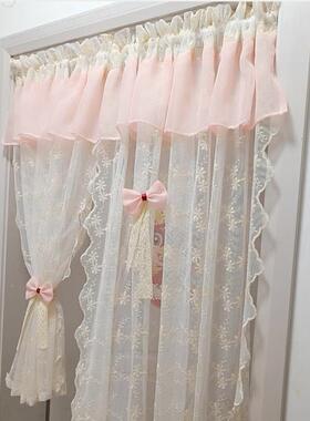 窗少72970女公主风蝴蝶结门新帘刺绣蕾丝纱帘款卧室书房橱柜小户