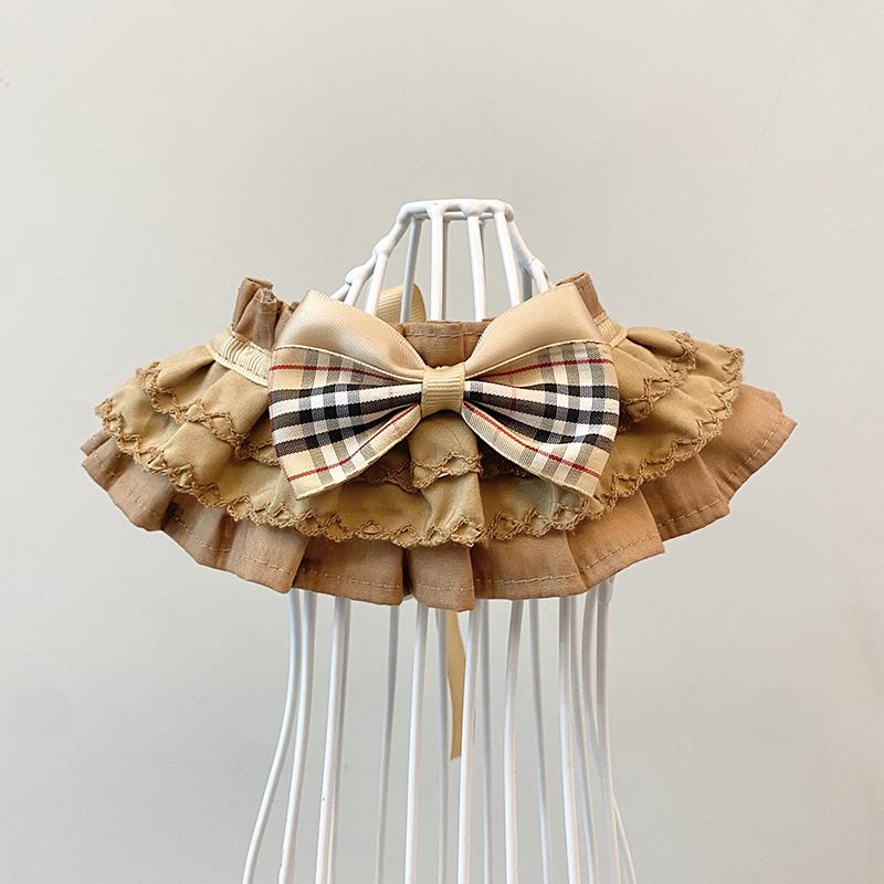 猫咪狗狗格子围脖围兜围领宠物口水巾拍照领结道具饰品布偶蓝白