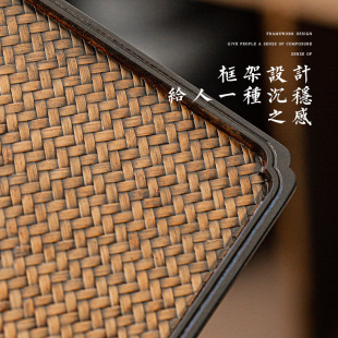 家用办公重竹台壶承竹编杯垫 壶垫功夫茶具零配 茶盘中式 小号托盘