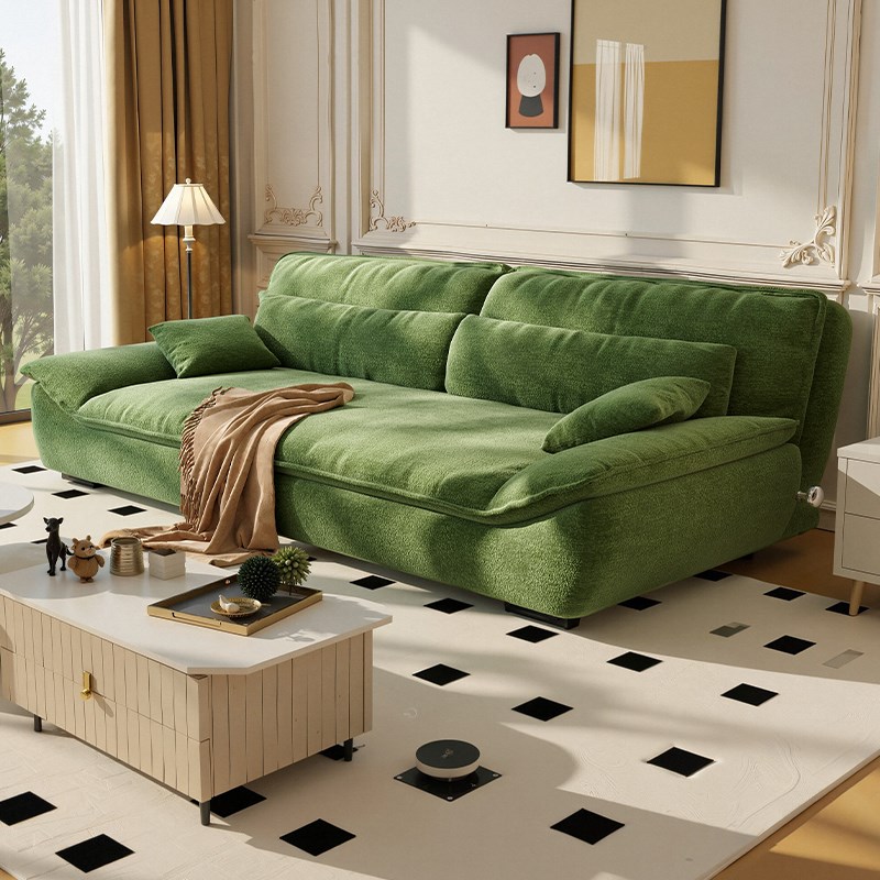 小巷旅作法式覆古风雪尼尔绒布艺帆船沙发客厅小户型折叠沙发床