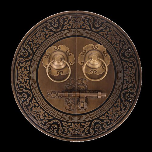 中式仿古大门纯铜拉手铜把手兽头虎头大拉环门环圆形复古木门门锁