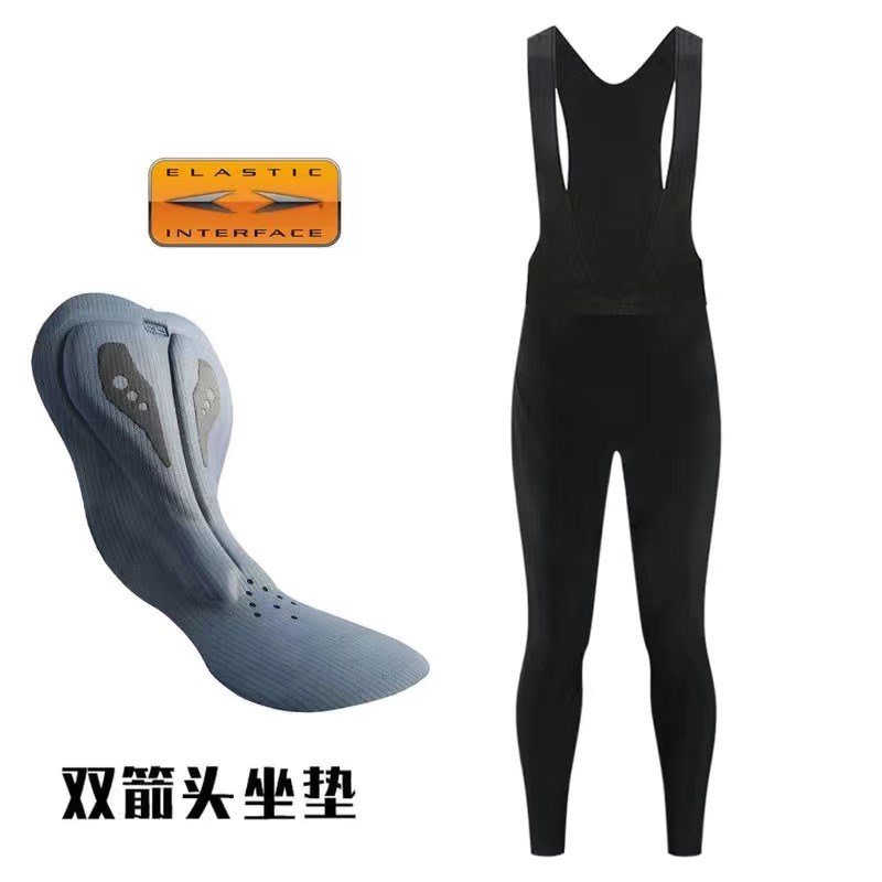 纯色双箭头坐垫春秋骑行背带长裤夏季背带短裤男公路车骑行服