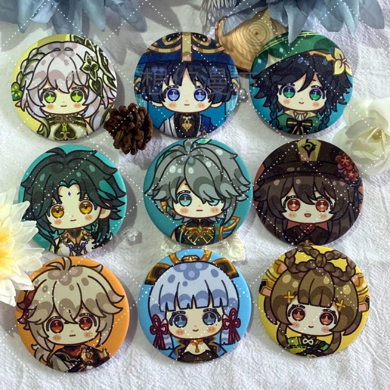 周边同人温迪可莉七七挂件万叶散兵提纳魈徽章公子吧唧里胸针