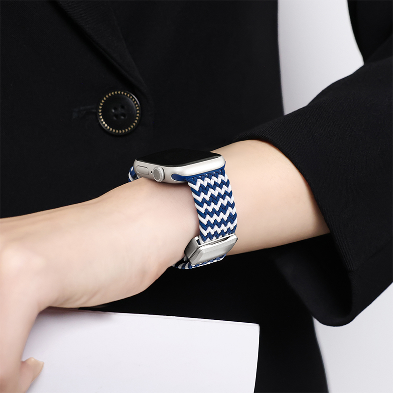 适用于苹果iwatchs10手表表带可爱小猫尼龙编织applewatchs9/s8夏季运动磁吸SE手表带Ultra2/1男女款小众腕带