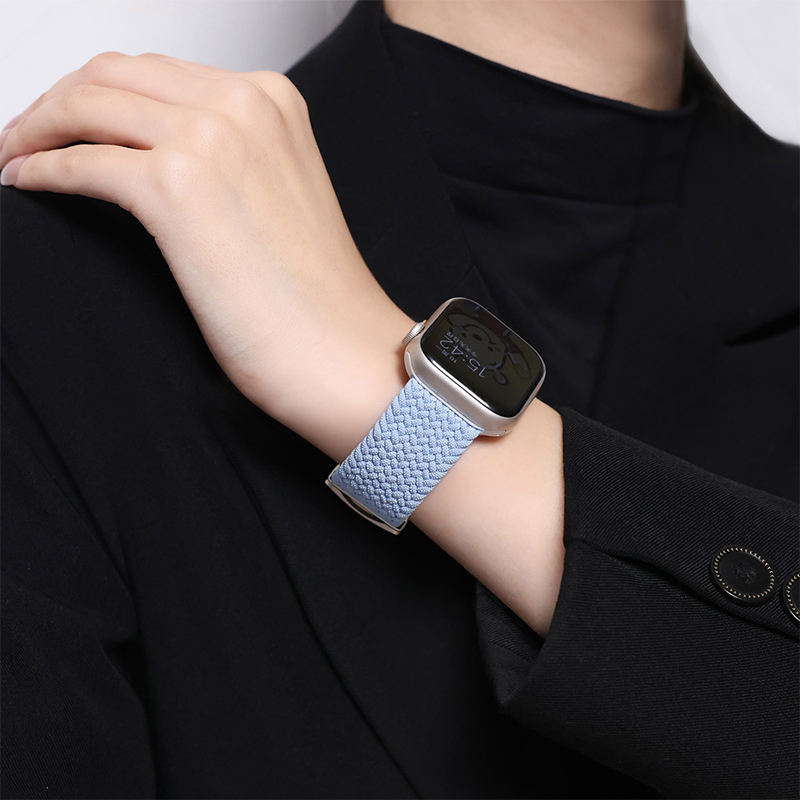 适用于苹果iwatchs10手表表带可爱小狗尼龙编织applewatchs9/s8新款运动弹力SE手表带Ultra2/1男女款百搭腕带
