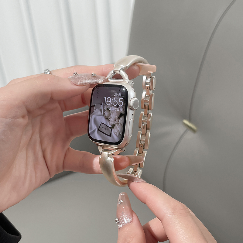 适用iwatch高级感链式金属手表带