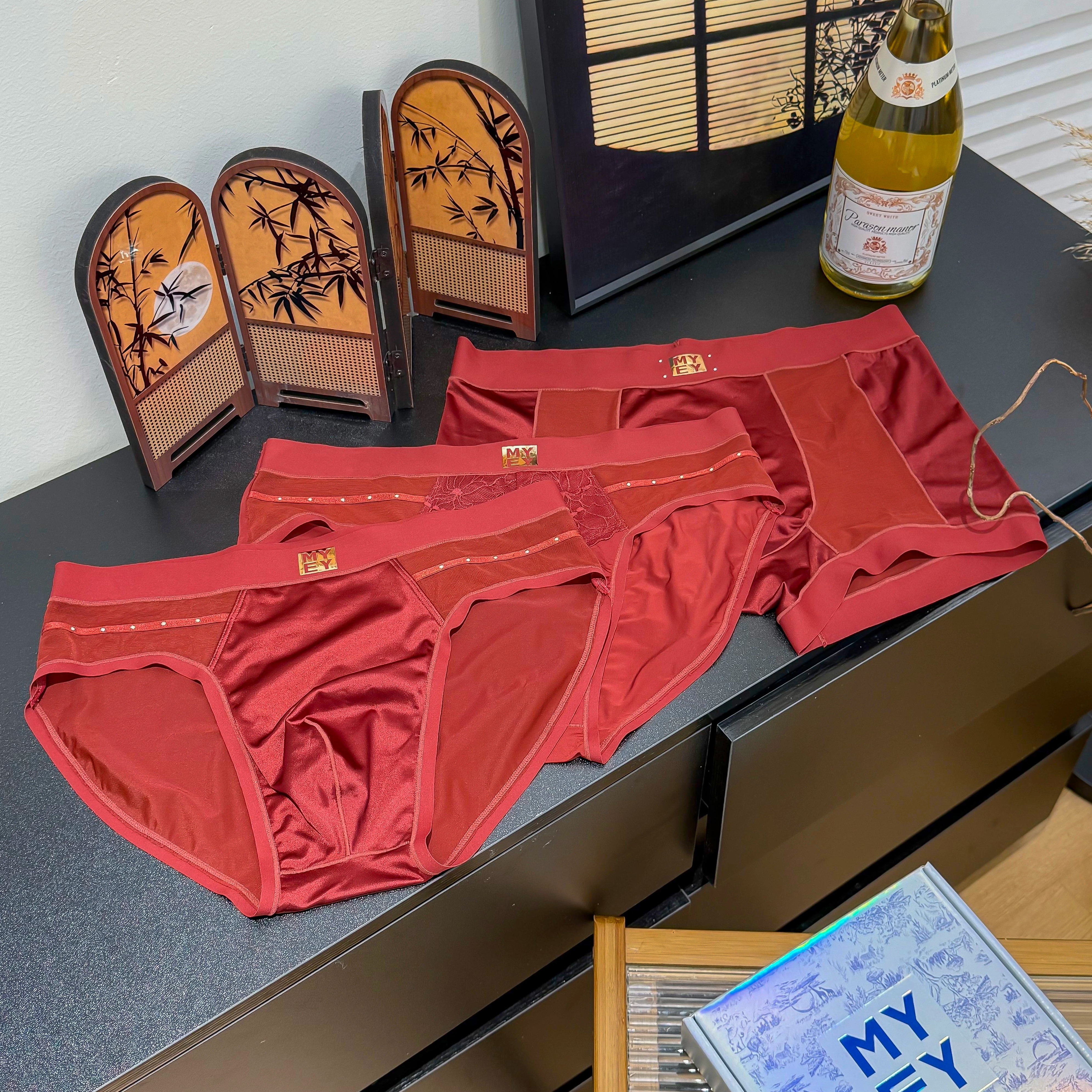 男士红色短裤内裤本命年新款