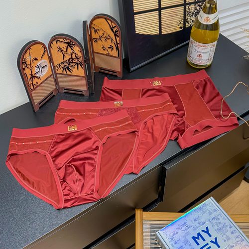 男士红色短裤内裤本命年新款