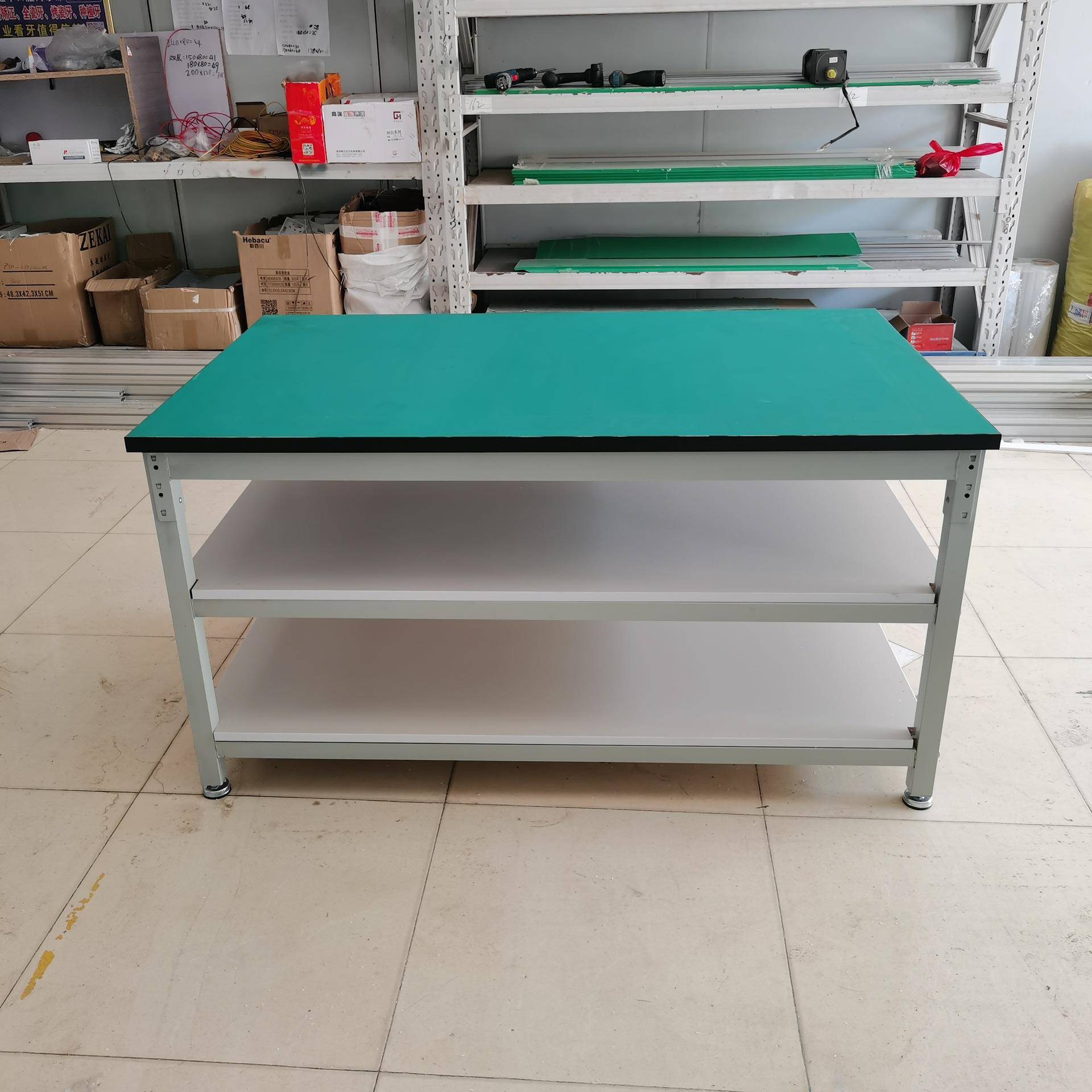 双层防静电工作台流水线打包台车间操作检验装配维修可调平面桌子