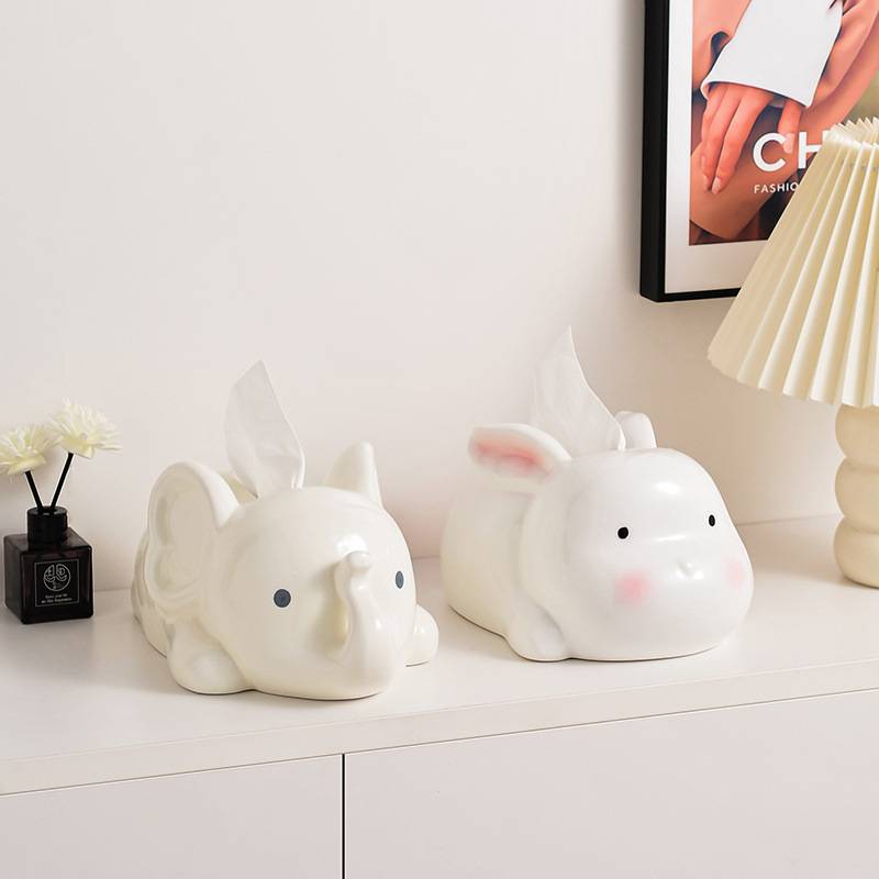 创意萌象纸巾盒客厅卧室可爱抽纸盒茶几摆件家用纸抽盒奶油感