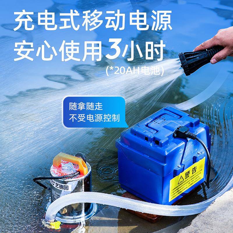 水泵充电式水泵家IGF用潜抽水浇菜12v4大功率花园便携式户v外抽2