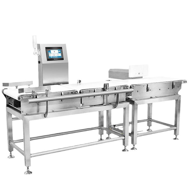 东莞YW400称重机气吹推杆皮带称分装剔除PVC材质配备USB接口