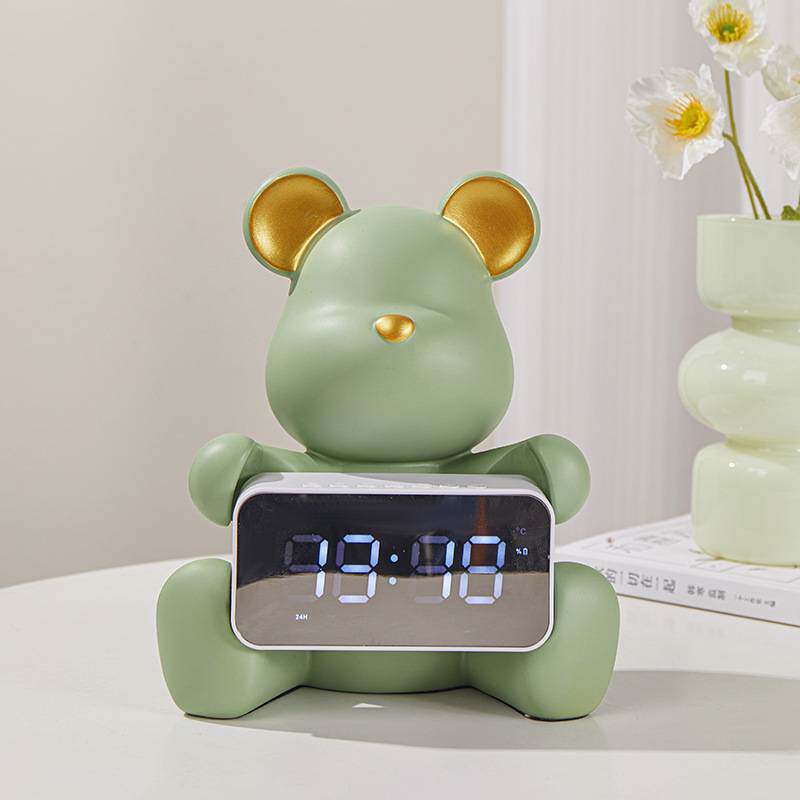 暴力熊时钟摆件客厅卧室桌面电子闹钟钟表少儿学生床头家用多功能