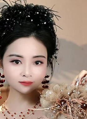 韩式复古港风亮闪花朵抓夹网红百搭时尚黑色鲨鱼夹显发量头饰