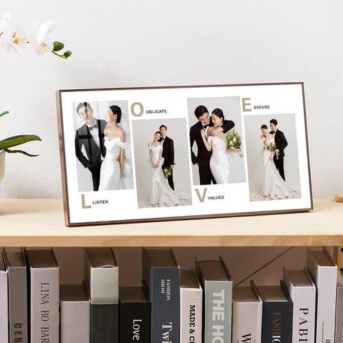 三联摆台相框定制婚纱相册照片制作极窄边框高级感水晶版画横款