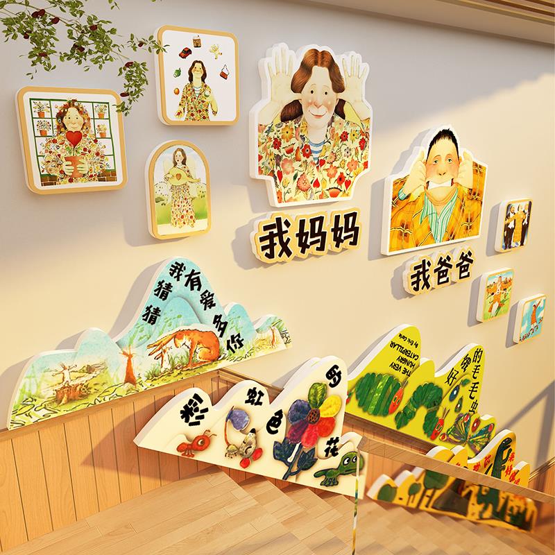 绘本馆墙面装饰图书角布置阅读区幼儿园环创材料主题成品楼梯走廊