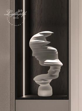 软包装高端饰品思想者抽象极简艺术壁龛壁柜电视柜客厅入口装饰