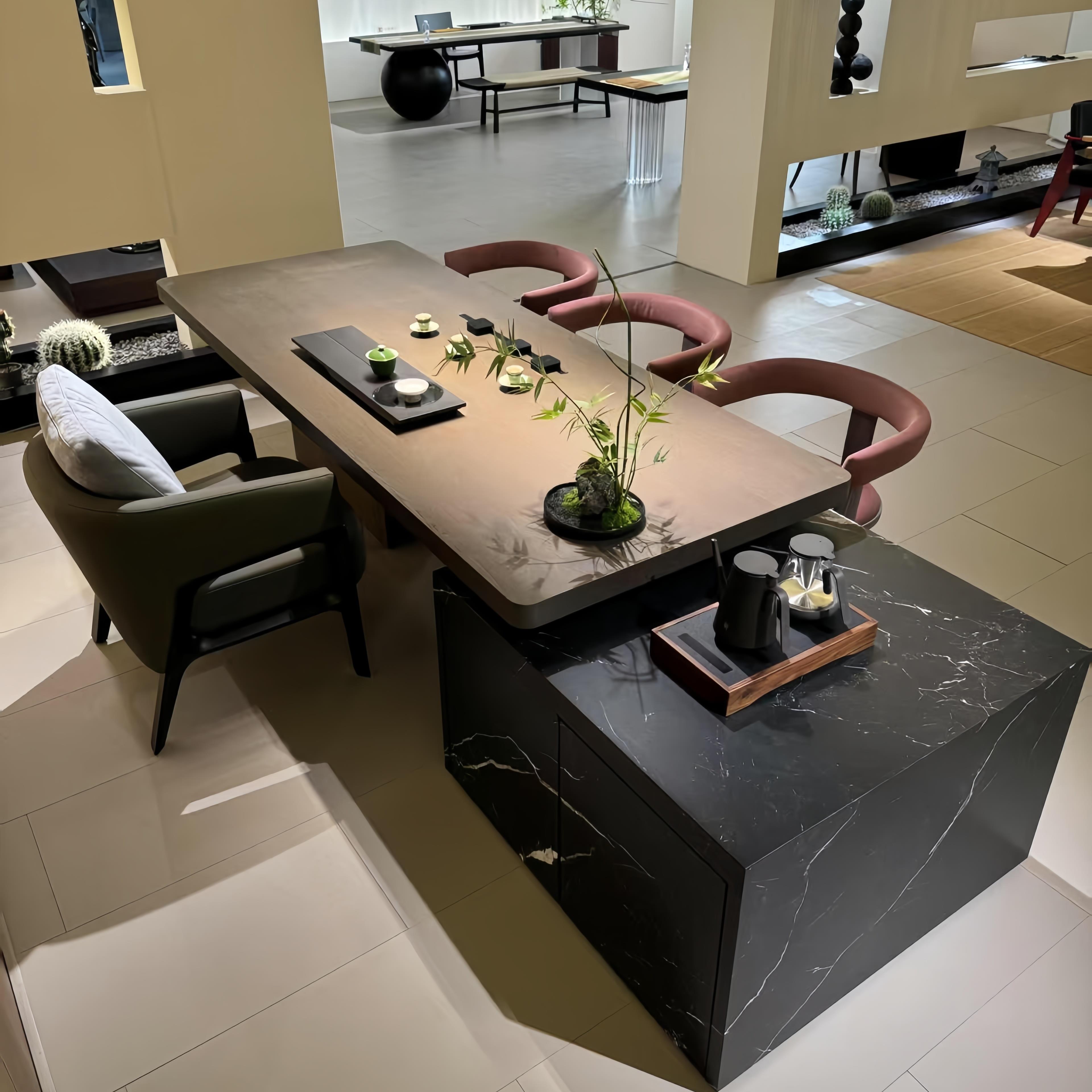 新中式黑胡桃木实木茶桌椅组合现代简约轻奢家用办公茶台泡茶桌