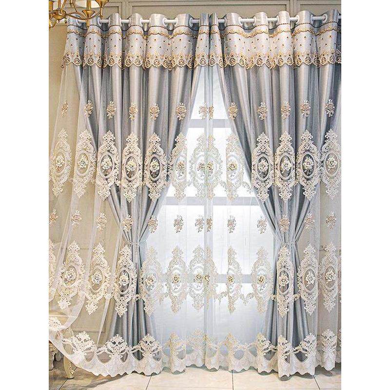 欧洲无障碍豪华2025新款遮光双层灰色窗帘成品客厅定制高端卧室压