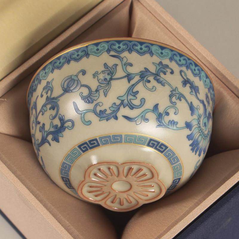 正品高颜值100ml米黄汝窑主人杯单杯青花家用功夫瓷茶杯茶具杯子,餐饮具,茶杯,淘宝优惠券,粉丝福利购,淘宝优惠卷