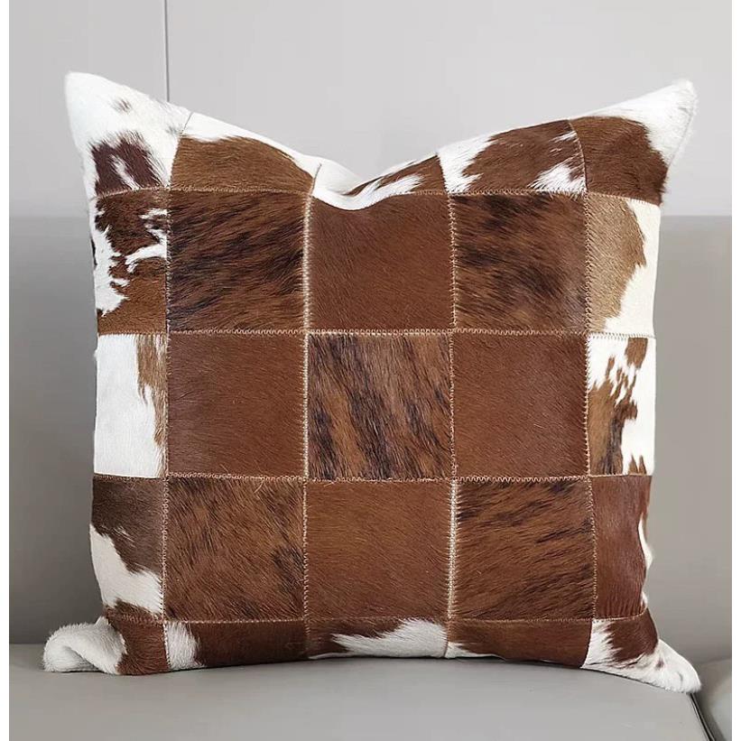 特价清仓捡漏牛皮皮毛一体抱枕真皮方形靠垫靠枕沙发欧式皮质几何