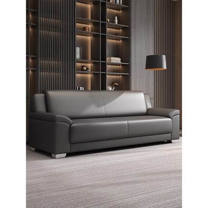 办公沙发简约现代商务接待洽谈休闲Vip接待室真皮三人桌组合