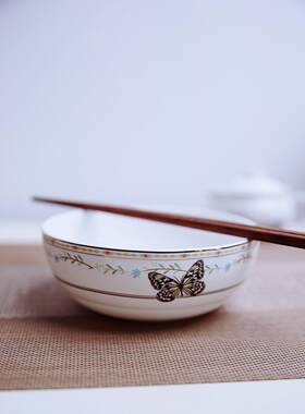 唐山隆达骨瓷餐具 蝴蝶 5.5寸陶瓷碗 面碗 韩式饭碗 韩碗 正品