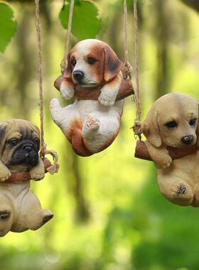 小狗摆件卡通秋千商场别墅庭院照相馆咖啡店装饰造景松鼠吊饰美陈