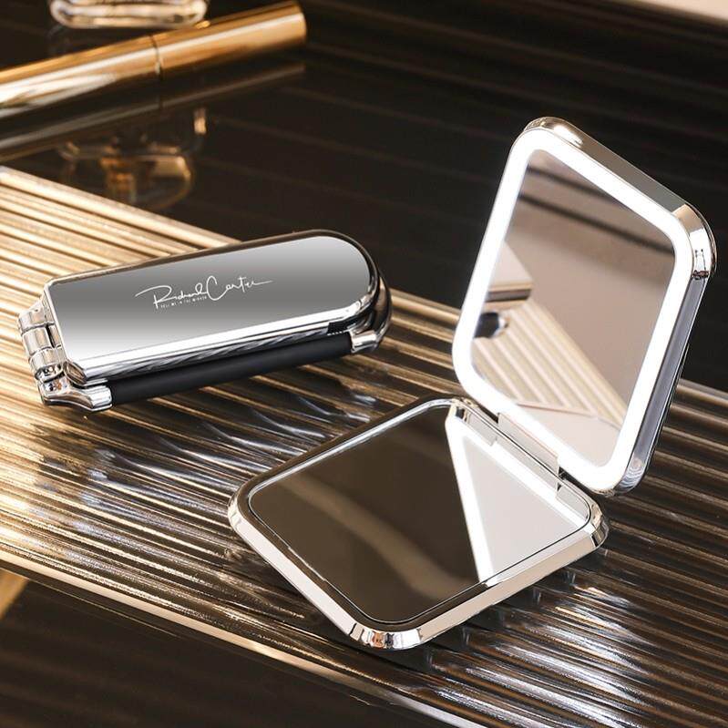 德国进口可折叠LED化妆镜家用轻奢带灯光可放大迷你补妆小镜子女