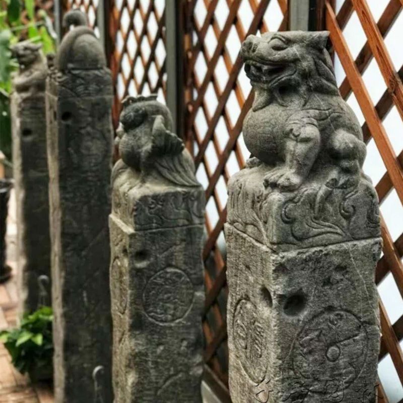 拴马桩石雕仿古做旧四神兽拴马柱石柱子庭院酒店镇宅拴马石头摆件