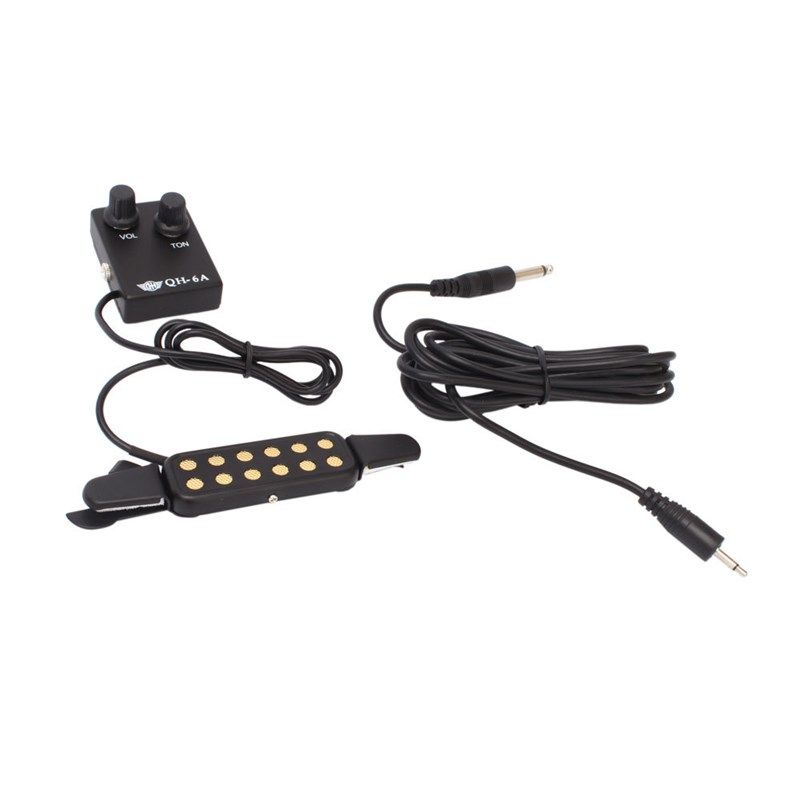 QH-6A木吉他拾音器带调节吉他音孔拾音器木吉Q他免开口卡口拾音器