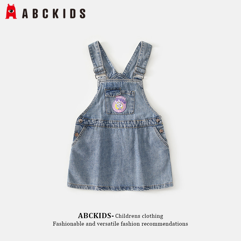 abckids童装女童背带裙2026夏装新款儿童牛仔裙大童休闲薄款裙子