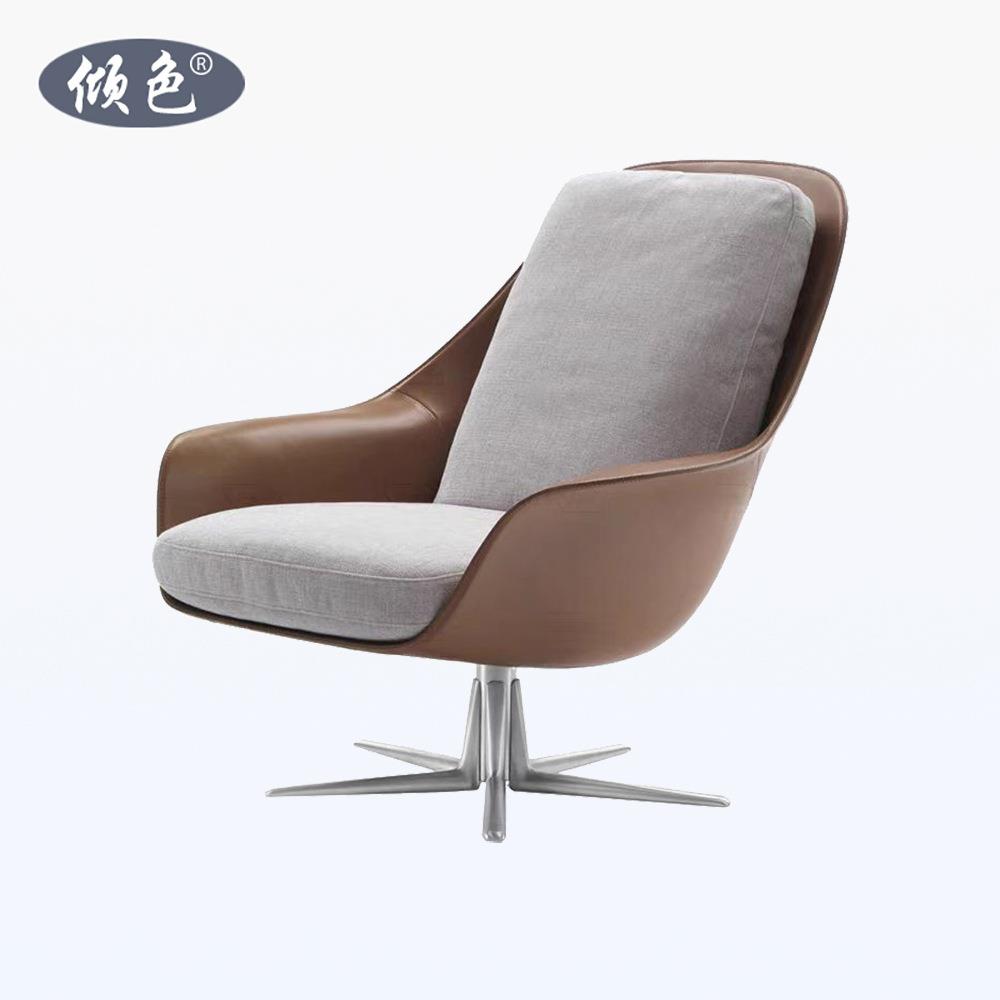 意式极简单人沙发椅阳台现代北欧休闲设计师轻奢时尚玻璃钢转椅子