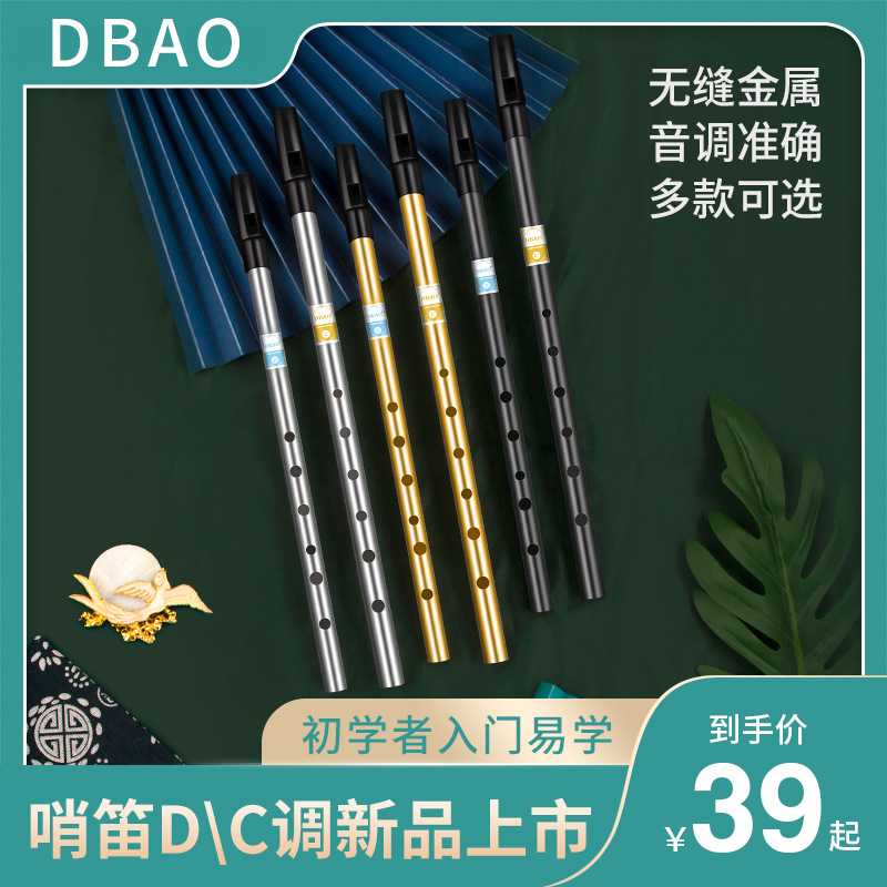 DBAO 爱尔兰哨笛6孔C调D调初学专业演奏高低音直笛竖金属铝管笛子